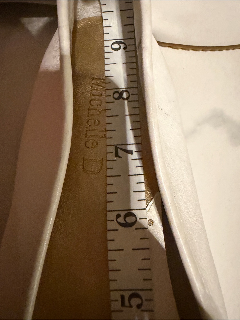 Michelle D White Leather Ballet Flats with Petite Bow - Picture 4 of 4